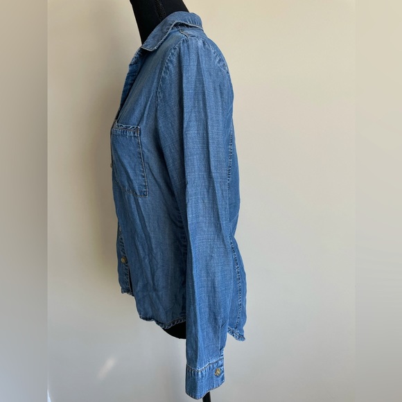 Anthropologie Cloth & Stone Sz XS Chambray Button Down Long Sleeve Shirt Tencel - Picture 4 of 13